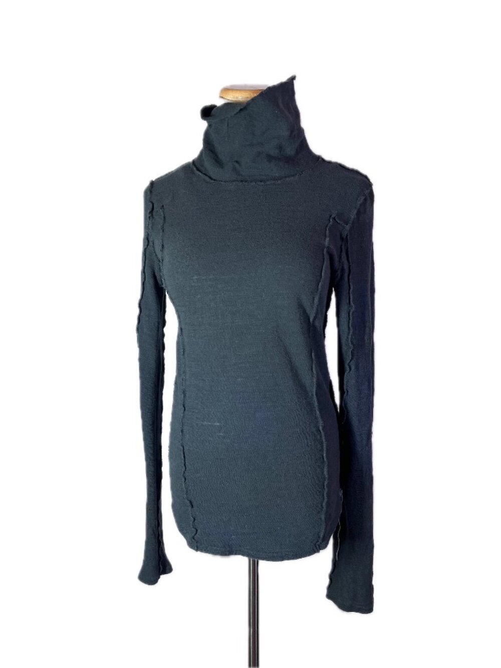We the Free Size M Black Slub Knit Cowlneck Top Long Sleeve